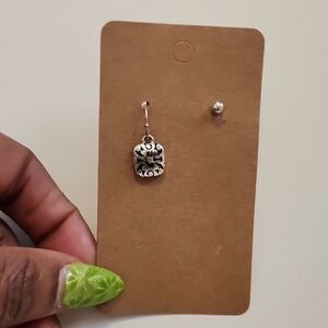 Silver-Tone Filigree Drop Earring - Silver